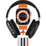Gümüş Tekno Kulakl Üstü Bluetooth Kulaklık ve Ultra Akıllı Saat Ikili Set 4 Renk Kordon Hediyeli - Siyah
