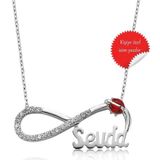 Gümüş Uğur Böcekli İsimli Sonsuzluk Bayan Kolye SL2736