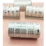 Gümüş Yaldızlı Vintage Washi Tape Bant Yapışkanlı Maskeleme Kağıdı 5 Lı - Flamingo