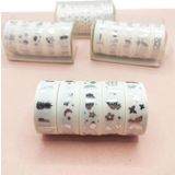 Gümüş Yaldızlı Vintage Washi Tape Bant Yapışkanlı Maskeleme Kağıdı 5 Lı - Kelebek Ananas