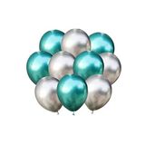 Gümüş-yeşil Krom Balon 20 Adet