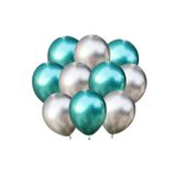 Gümüş-yeşil Krom Balon 40 Adet