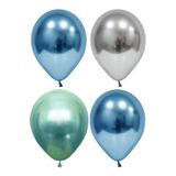 Gümüş-yeşil-mavi Krom Balon 20 Adet