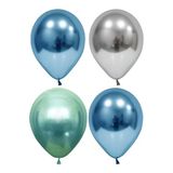 Gümüş-yeşil-mavi Krom Balon 40 Adet