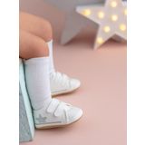 Gümüş Yıldızlı Beyaz Kız Bebek Cırt Cırtlı Patik Yürüme Öncesi-G-2352