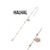Gümüş yonca ve zirkon taşlı toplu zincir halhal
