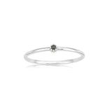 Gümüş Yüzük - 0.05 Ct Smoky Taşlı Minimal İnce Tel 925 Ayar Gümüş Yüzük - Minimal Tektaş Gümüş Yüzük
