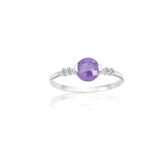 Gümüş Yüzük - 0.60 Ct Ametist 0.15Ct Pırlanta Swarovski Taşlı Tasarım 925 Ayar Gümüş Yüzük-Hediyelik