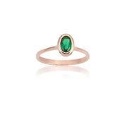 Gümüş Yüzük - 0.60 Ct Oval Zümrüt 925 Ayar Gümüş Tektaş Yüzük - Hediyelik Tasarım Oval Zümrüt Tektaş