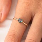 Gümüş Yüzük - 0,60 Karat Mistik Topaz Taşlı Kalp Tektaş Evlilik Teklifi 925 Ayar Gümüş Yüzük