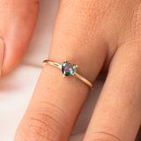 Gümüş Yüzük - 0,60 Karat Mistik Topaz Taşlı Kalp Tektaş Evlilik Teklifi 925 Ayar Gümüş Yüzük