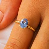 Gümüş Yüzük - 1.50 Ct London Blue Topaz Tektaş 925 Ayar Gümüş Evlilik Teklifi Yüzüğü-Hediyelik Yüzük