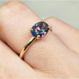 Gümüş Yüzük - 2.60 Ct Lopez Mistik Topaz Tektaş 925 Ayar Gümüş Yüzük - Tek Taş 925 Ayar Gümüş Yüzük