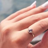 Gümüş Yüzük - Anna 0.48 Ct Mistik Topaz Taşlı Kraliyet Tacı Pırlanta Montörü 925 Ayar Kadın Yüzük