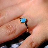 Gümüş Yüzük - Firuze Taşlı Tektaş Evlilik Teklifi Yüzüğü-0.90Karat Kristal Opal 925 Ayar Gümüş Yüzük