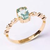Gümüş Yüzük - Green Topaz Taşlı Kadın Modern Tasarım 925 Ayar Gümüş Evlilik Teklifi Yüzüğü