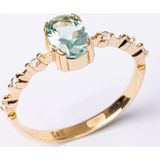 Gümüş Yüzük - Green Topaz Taşlı Kadın Modern Tasarım 925 Ayar Gümüş Evlilik Teklifi Yüzüğü