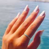 Gümüş Yüzük - Minimal Badem Firuze Sıra Taşlı 925 Ayar Gümüş Alyans