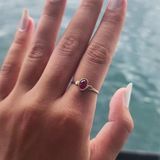 Gümüş Yüzük - Ruby Taşlı Tek Taş Evlilik Teklifi Yüzüğü-0.90 Karat Kristal Opal 925 Ayar Gümüş Yüzük