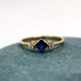 Gümüş Yüzük - Safir Carolin Alyans Yüzük - 0.40 Ct Nano Safir 925 Ayar Gümüş Evlilik Teklifi Yüzük