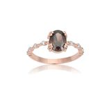 Gümüş Yüzük - Smoky Oval Taşlı Smoky Quartz İhtişamı Kadın 925 Ayar Evlilik Teklifi Yüzüğü-Hediyelik