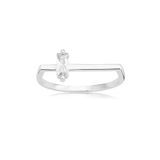 Gümüş Yüzük - Ufuk Çizgisi Şans Totemi Minimal Pırlanta Swarovski Taşlı Baget 925 Ayar Gümüş Yüzük