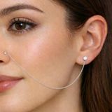 Gümüş Zincirli Burun Piercingi Küpe