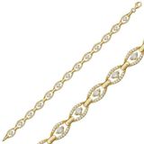 Gumush 925 Ayar Gümüş Gold Oval Su Yolu Kadın Bileklik