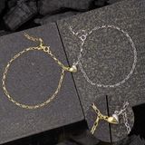 Gumush 925 Ayar Gümüş Rodyum Gold Çift Kalpli Aşk Bileklik