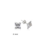 Gumush EA1160231 6 mm Gümüş Kare Tek Taş Zirkon Küpe