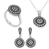 Gumush Elmas Modeli Kadın Gümüş Set