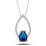 Gumush Kalp Mavi Taşlı Damla Gümüş Kadın Kolye