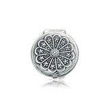 Gumush KR2550058 Papatya Motifli Kapaklı Gümüş El Aynası