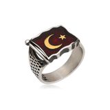 Gumush MR0580101 Türk Bayrağı Gümüş Erkek Yüzük