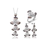 Gumush Örümcek ve Yaprak Kadın Gümüş Set