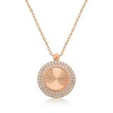 Gumush Rose Oval Fırfır Bayan Gümüş Kolye