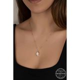 Gumush Swarovski Crystal Taşlı Rose Top Zincir Oval Kadın Gümüş Kolye