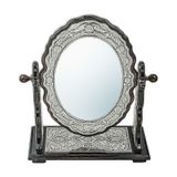 Gumush T4836 PB Çiçek Desenli Oval Çift Taraflı Gümüş Ayna