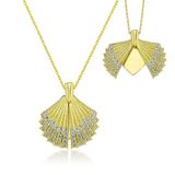 Gumush T6756 Gold Kişiye Özel İstiridye Kadın Gümüş Kolye