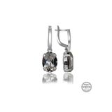 Gumush T7099 Swarovski Crystal Taşlı Beyaz Oval Sallantılı Kadın Gümüş Küpe