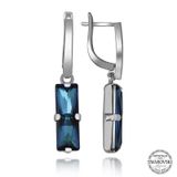Gumush T7167 Swarovski Crystal Taşlı Mavi Baget Sallantılı Kadın Gümüş Küpe