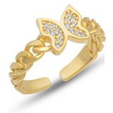 Gumush T7468 Ayarlanabilir Gold Kelebek Kadın Gümüş Yüzük