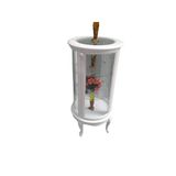 Gümüşlük Vitrin 17432 Yuvarlak Model Beyaz Kayın Aslan Ayak 3Raf Bombe Cam 120Cm