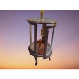 Gümüşlük Vitrin 17436 Yuvarlk 78 Cm 1 Raf Parlak Ceviz Kayın Aslan Ayak Bombe Cam