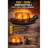 GUMUSONLINE 12v/110volt Sarı Sarı Ledli Çakmak Fişli Mıknatıslı Tepe Lambası
