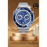 GÜMÜŞTEKNO SP4 49mm Akıllı Saat Tam Ekran Çelik Silikon Kordon Adımsayar & Nabız Ölçer Yuvarlak Erkek Kol Saati