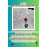 Gümüştel El Sanatları Sertifikalı Akik Doğal Taş Tasarım Kolye El Yapımı Turkuaz Kaplumbağa Obje Detaylı