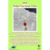 Gümüştel El Sanatları Sertifikalı Akik Doğal Taş Tasarım Kolye El Yapımı Turkuaz Yıldız Obje Detaylı