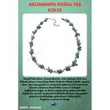 GÜMÜŞTEL EL SANATLARI Sertifikalı Akuamarin Doğal Taş Özel Tasarım Kolye
