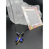 GÜMÜŞTEL EL SANATLARI Sertifikalı Lapis Lazuli & Sedef Doğal Taş Tasarım Kolye Yusufcuk Detaylı AAA Kalite